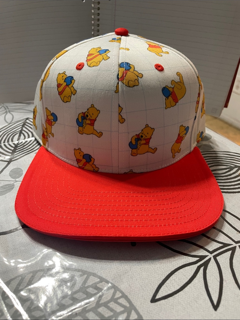 Disney Winnie the Pooh White and Red Kids Snapback Hat